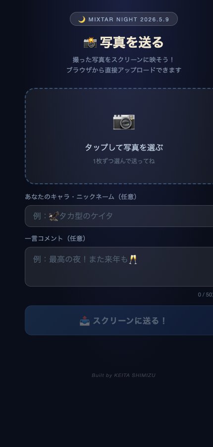 写真アップロードのスマホ画面