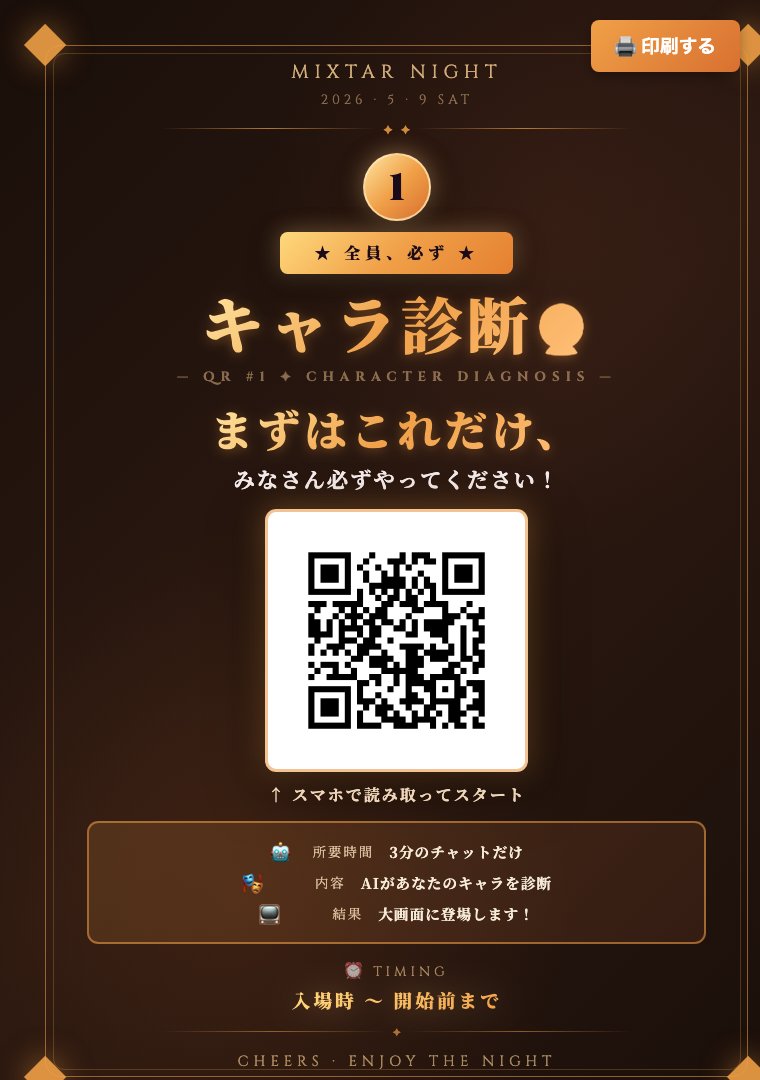 キャラ診断のQRポスター